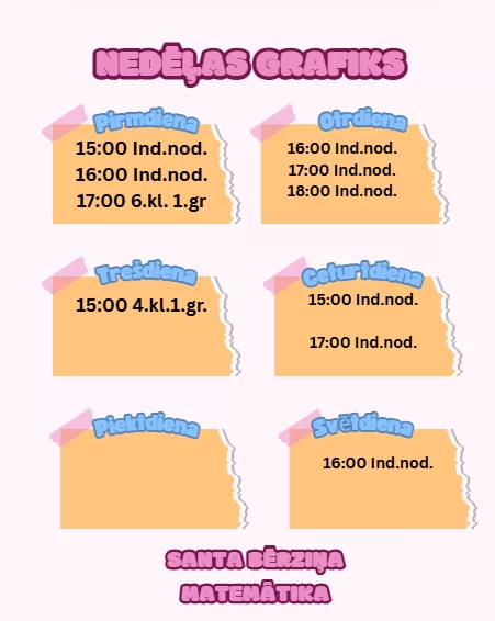 Matemātikas nodarbības pie skolotājas Santas B.