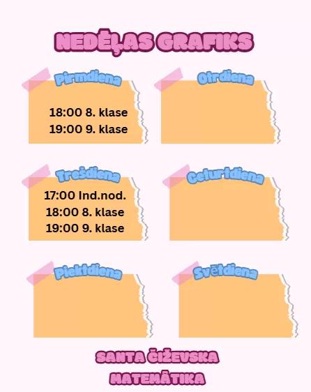 Matermātikas nodarbības pie skolotājas Santas Č.